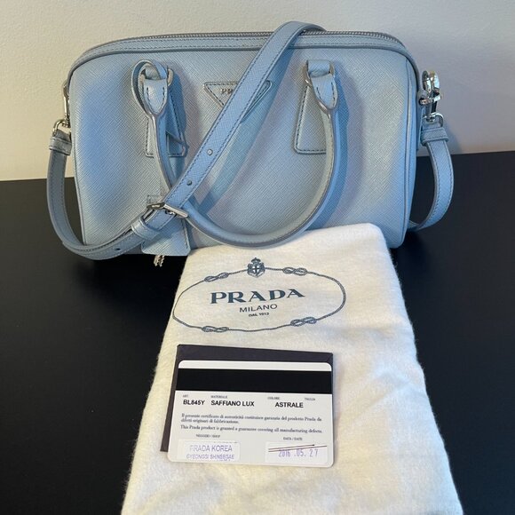 Prada Astrale Saffiano Lux Leather 2Way Bowling Bag - Preowned - Picture 13 of 13